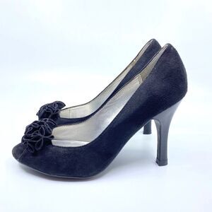 Fioni suede-like peep toe with ruffle detail - 6.5